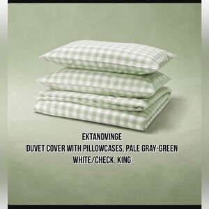 Green Gingham Cotton Duvet Cover & Pillowcase Set